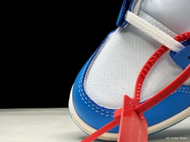 1st Kicks Powder Off-White Jordan 1 Blue Air UNC AQ0818-148 0809